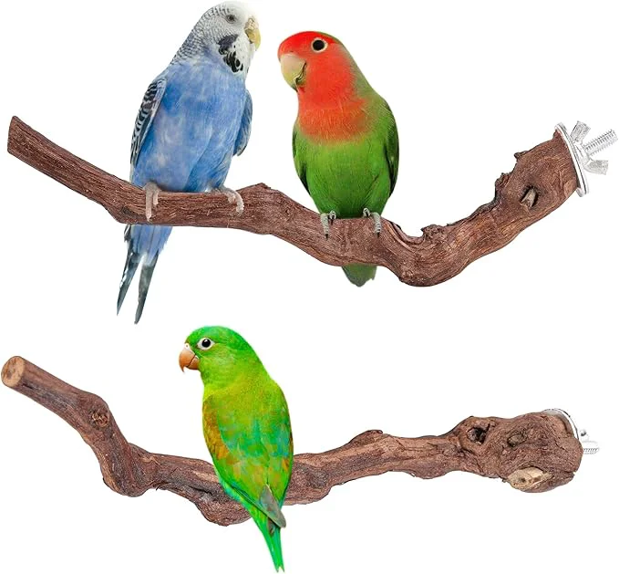 Powerful 2 pcs 9.8 inch Bird Perches Stand Natural Wood Bird Perches Birdcage Wood Organic