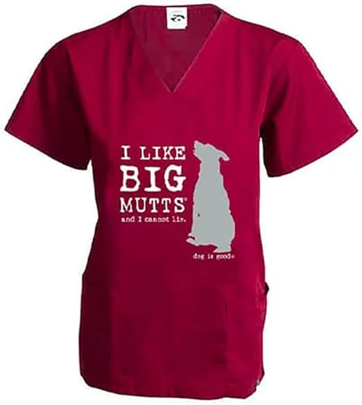 Reusable Scrub Top I Like Big Mutts Wine Clean