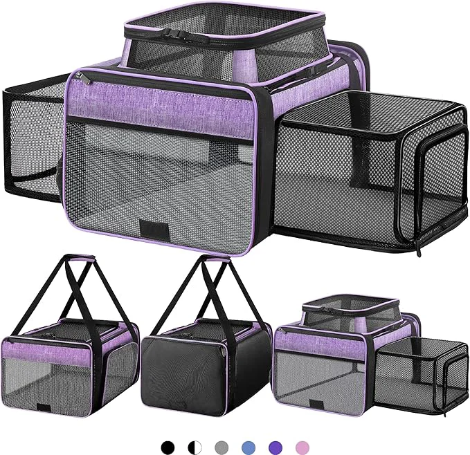 Eco-Friendly Top and 2 Sides Expandable Pet Carrier 17x11x9.5 TSA Airline Small Original