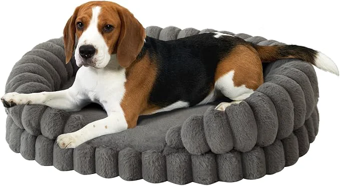 Comfortable BALANCE Calming Dog Bed for Medium Sized Dogs 30 Inches Oval Washable Pet Bed with Sides Orthopedic Pet Couch Sofa with Non-Slip Bottom GrayAbout ThisOverview Elegant