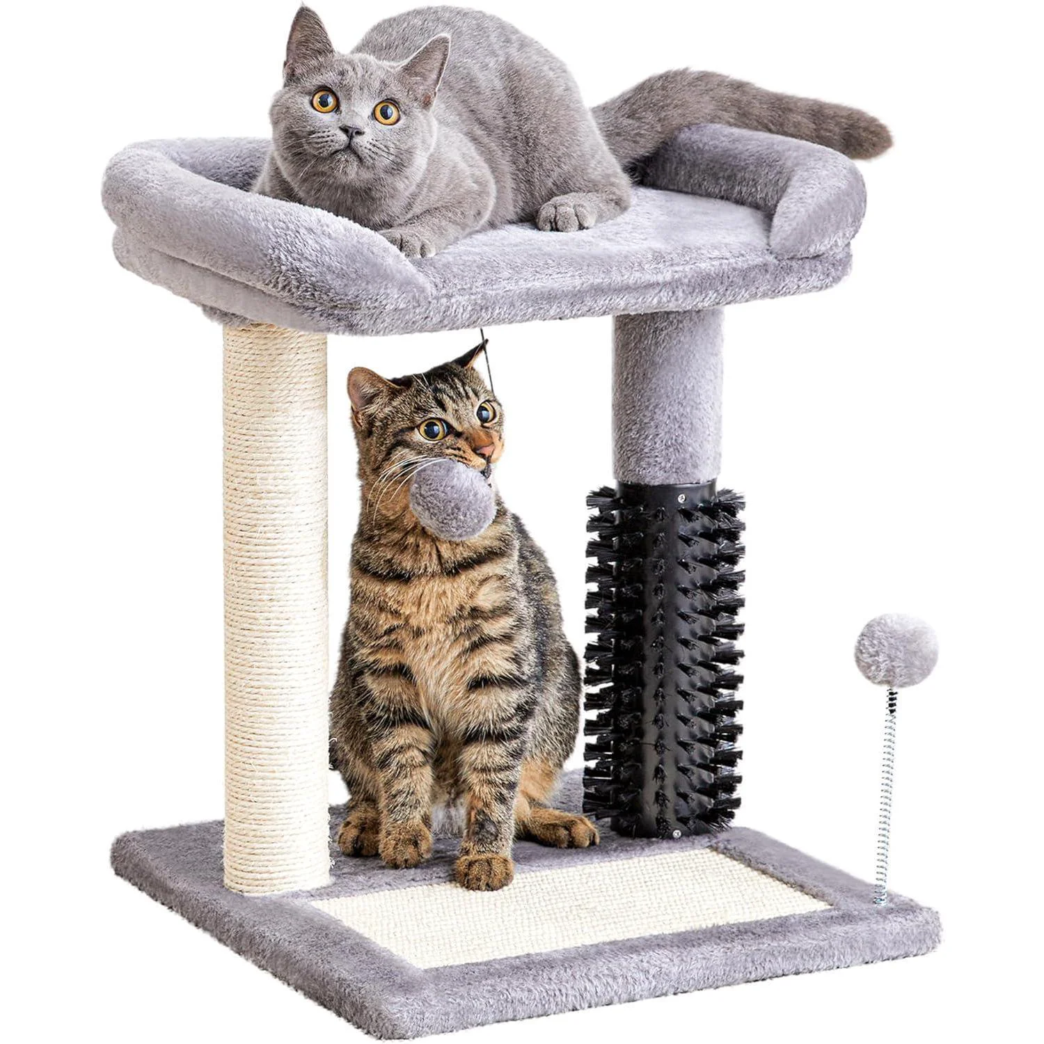 Classic Cat Tree Tower with Self-grooming Brush Traditional