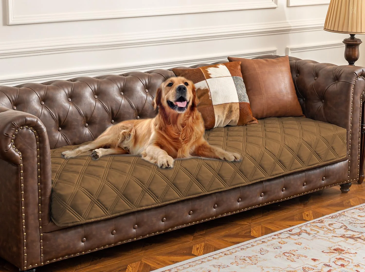 Certified Ameritex Waterproof Dog Bed Cover Pet Blanket with Anti-Slip Back for Furniture Bed Couch Sofa High-End