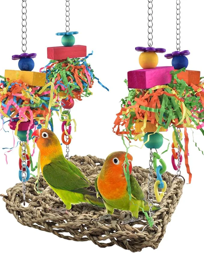 Lightweight KATUMO Conure Toys Bird Grass Swing Mat Parrot Climbing Hammock High-Grade
