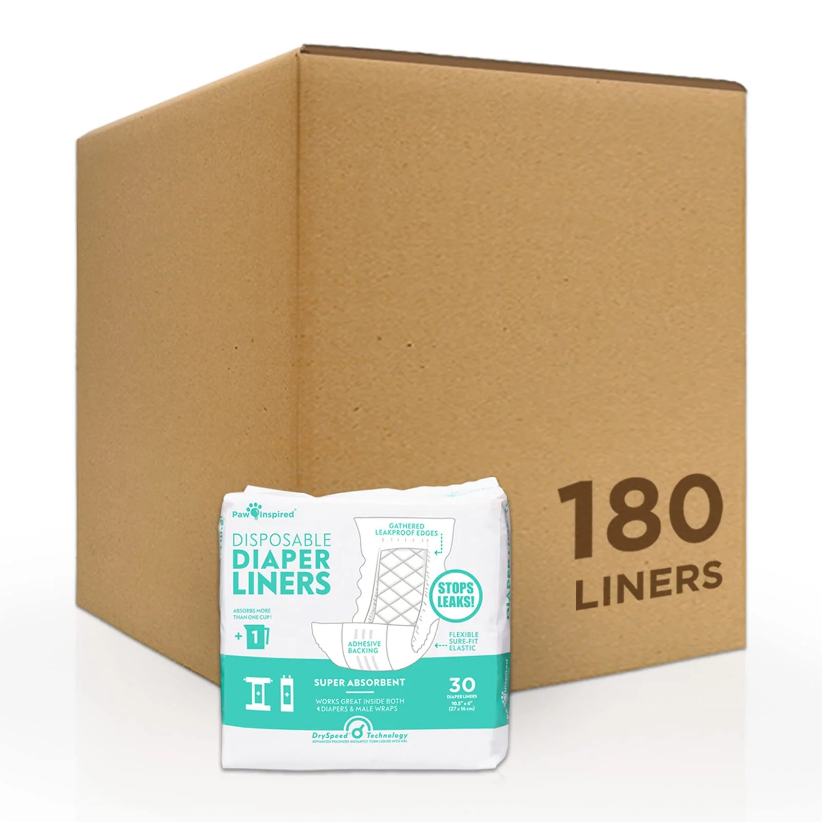 Proven Paw Inspired Dog Diaper Liners Leakproof Super Absorbent Inserts 180 Count Consistent
