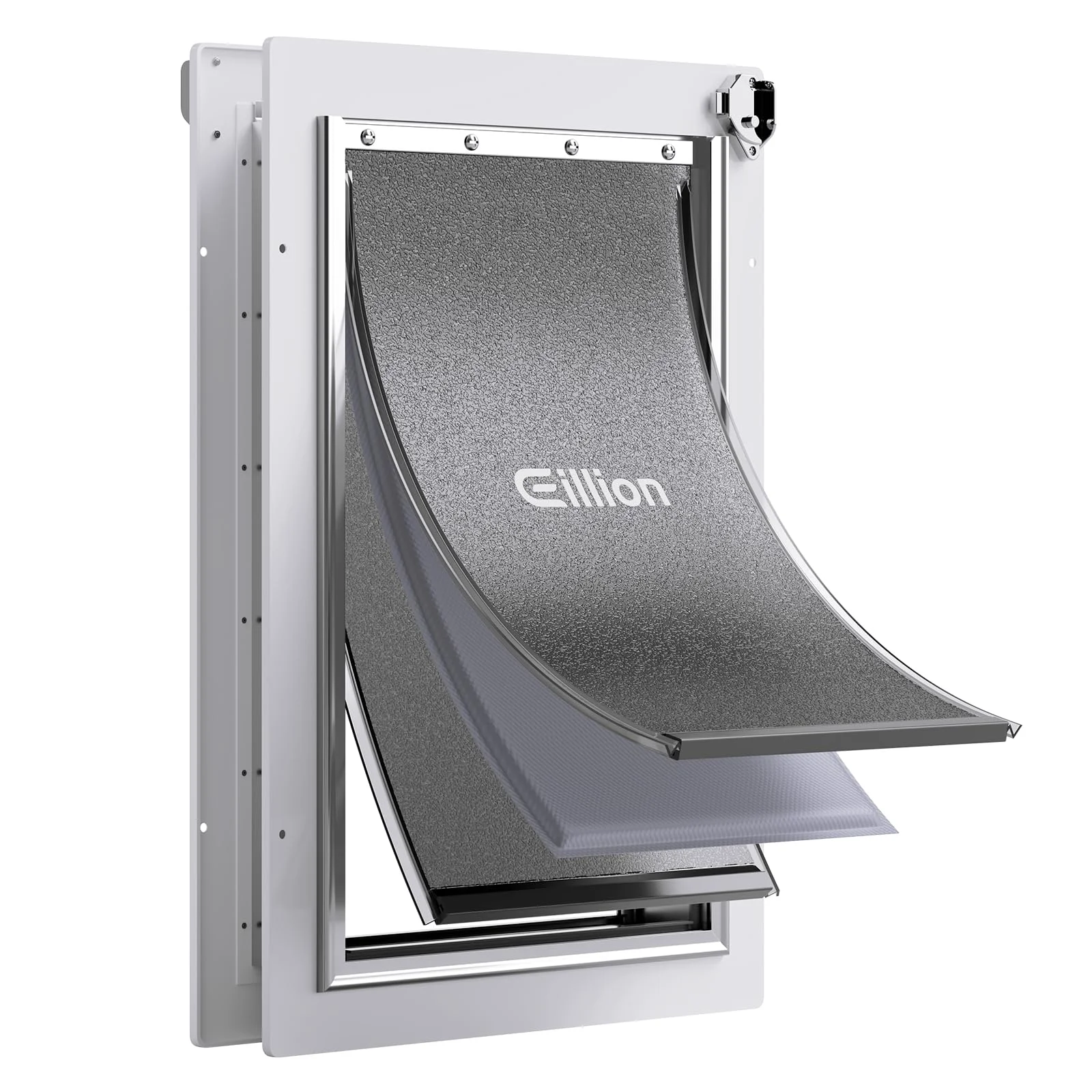 Unique Eillion Large Dog Door for Exterior Door — Aluminum Frame 3 Flaps Lock Weatherproof Design Reusable