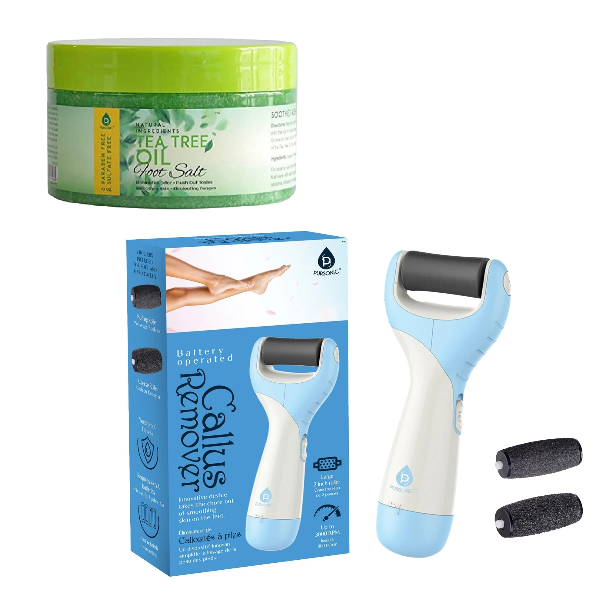 Original Design Pursonic Foot Care Bundle Tea Tree Oil Foot Salt Pedi Foot File Crafted