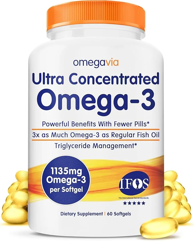 Organic OmegaVia Ultra Concentrated Omega 3 Fish Oil Burpless 60 Softgels Tr Fine Crafted