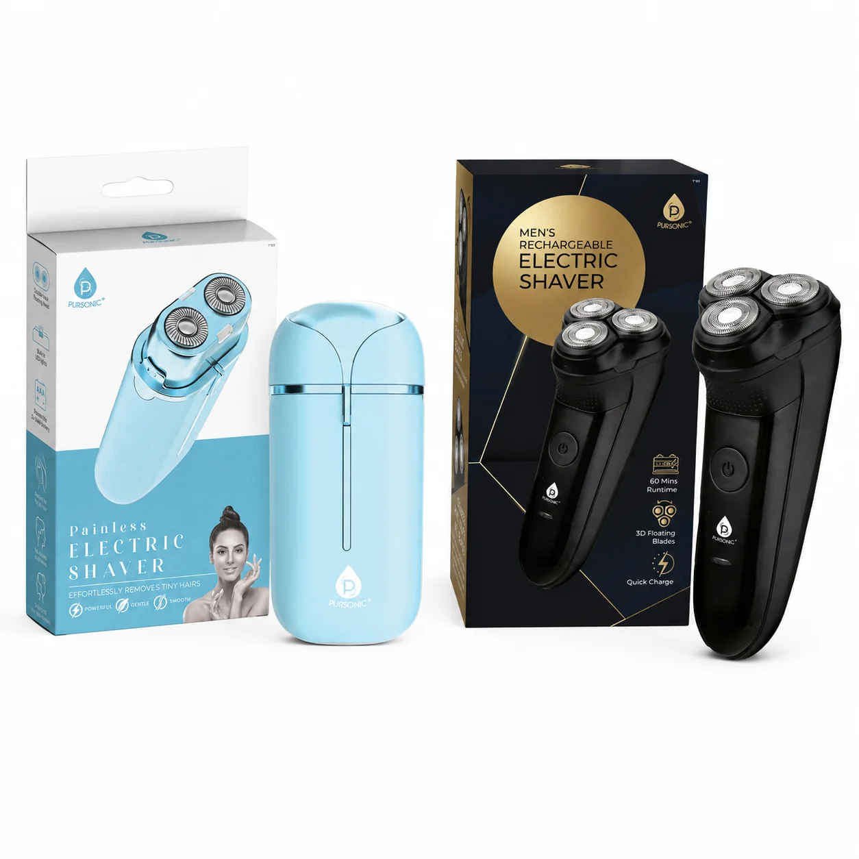 Verified Pursonic His Her Shavers – Men s Rechargeable Electric Shaver Women s Painless Facial Shaver Casual