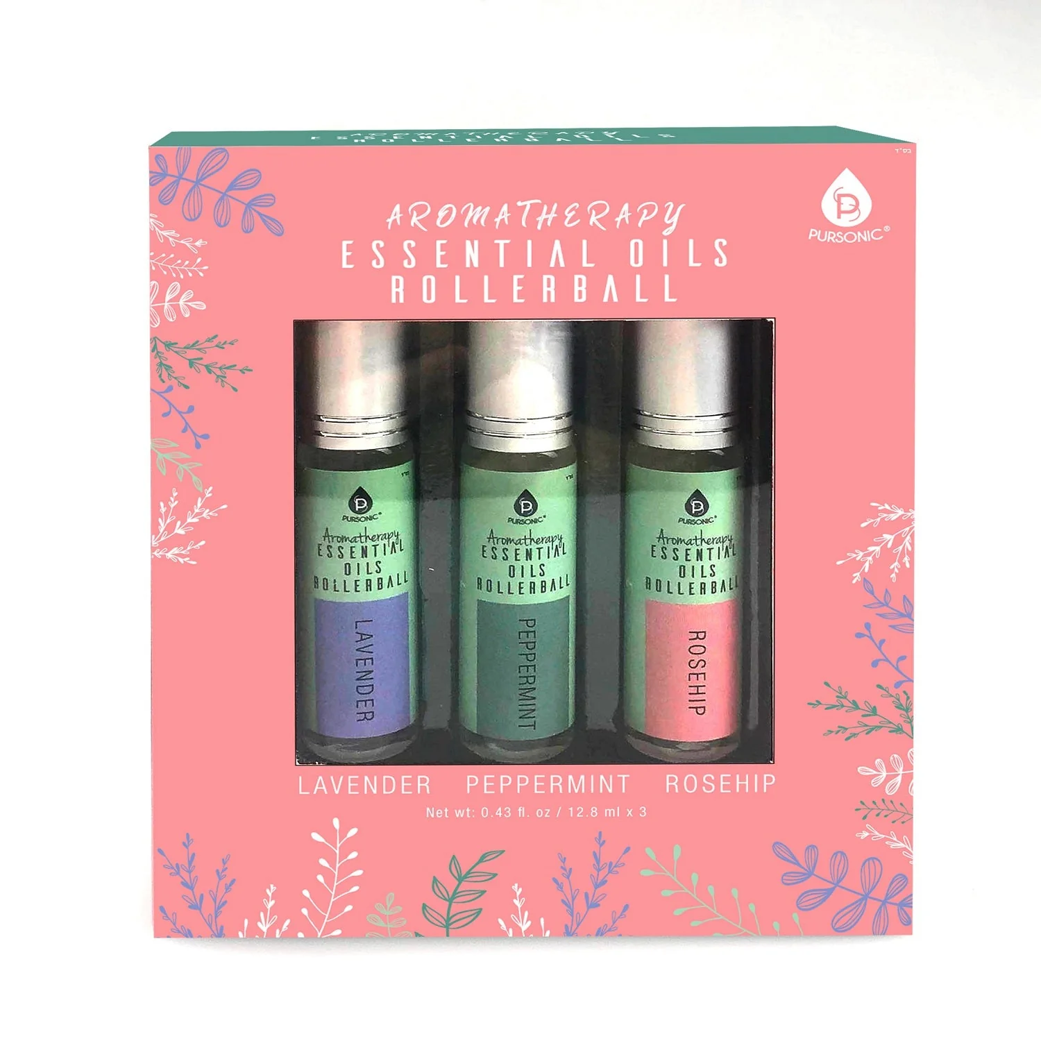 High-Grade Aromatherapy Essential Oil Rollerballs Lavender Peppermint Rosehip Pure