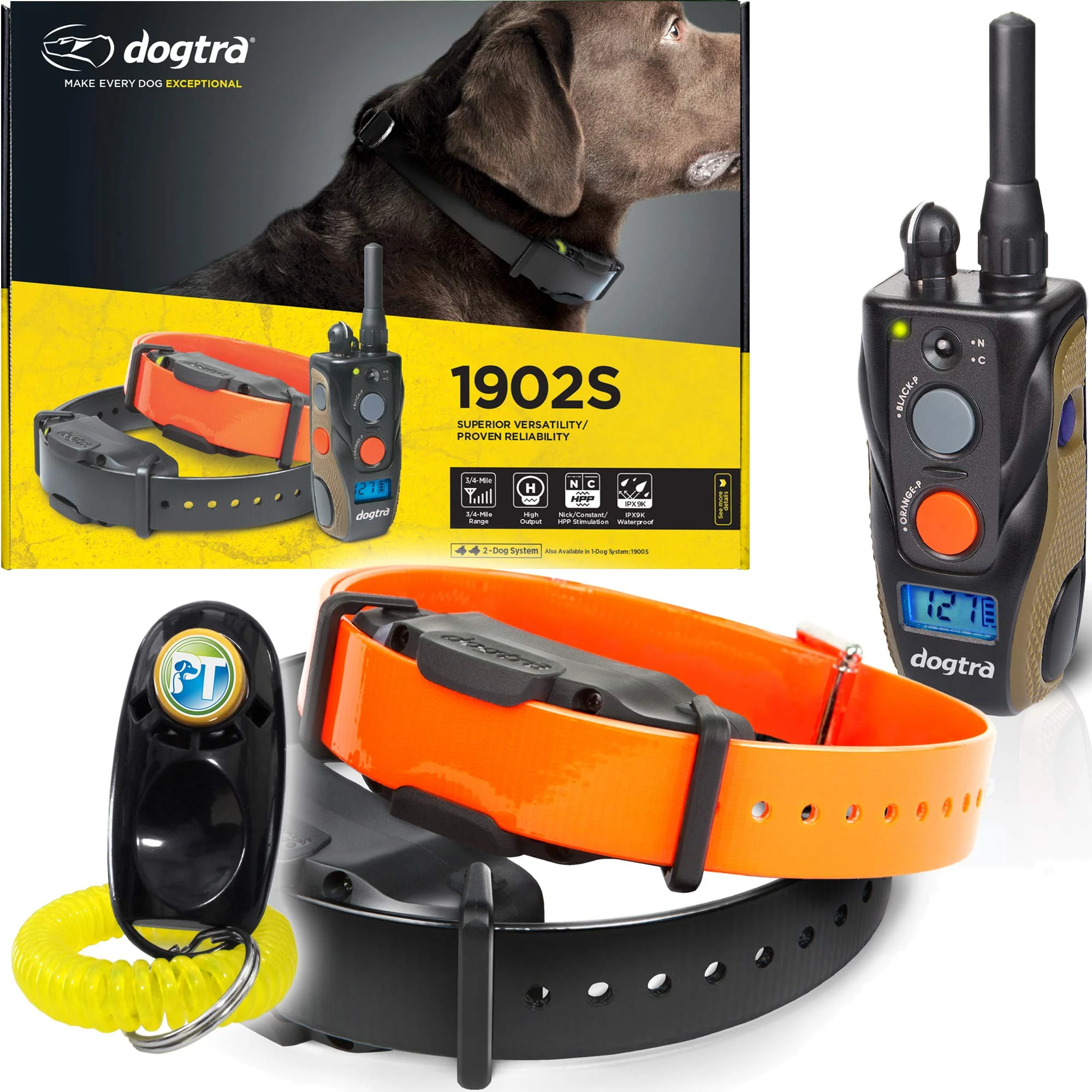 Crafted Dogtra 1902S 2-Dog Remote Training Collar – 3 4 Mile Range IPX9K Waterproof 127 Levels Consistent