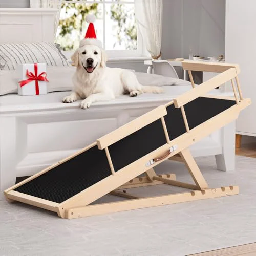 Dependable Chuiendi Dog Ramp for High Beds Cars – Adjustable 55.12-inch Wooden Pet Steps Up to 250 lbs Professional