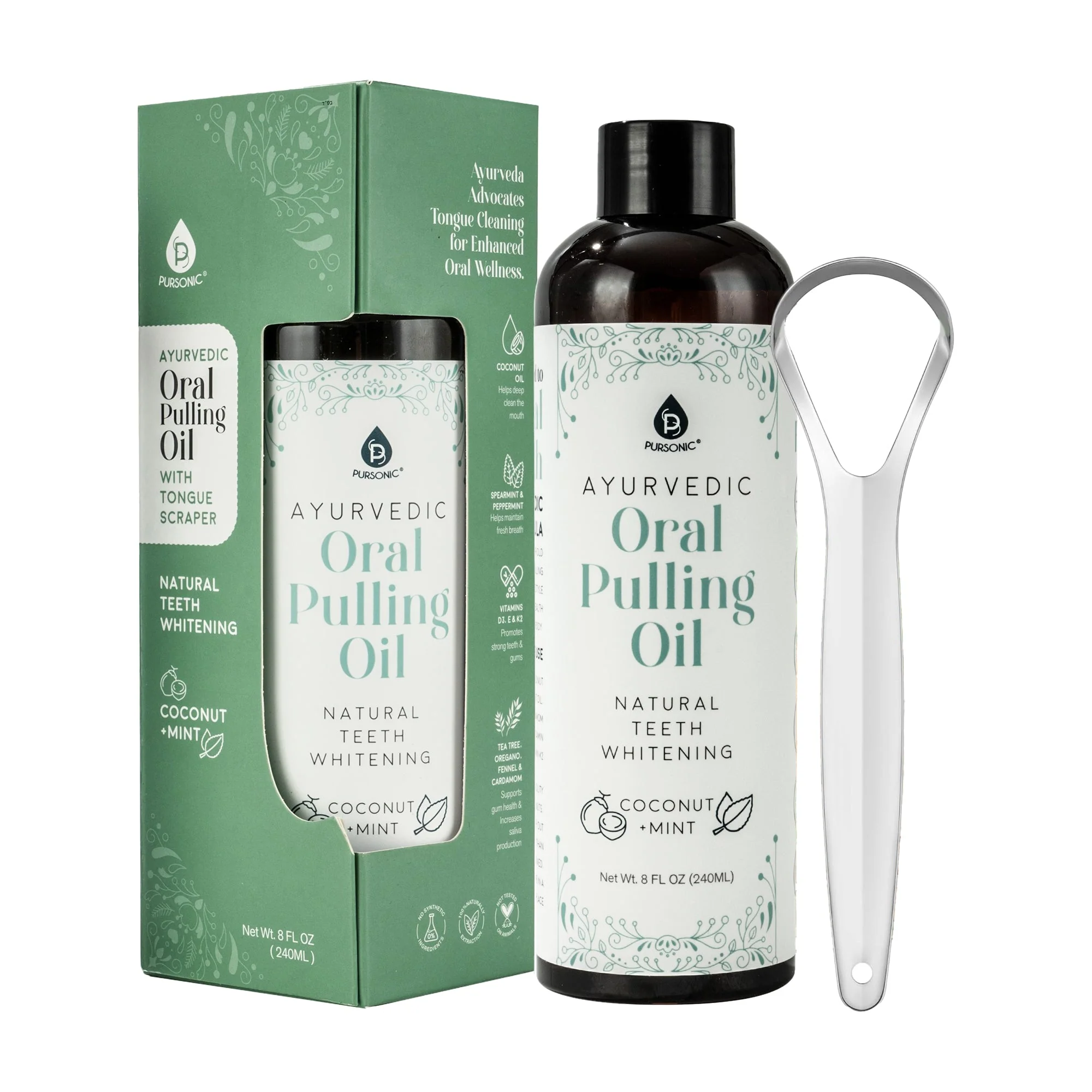 Contemporary Oral Pulling Oil with Tongue Scraper Quality