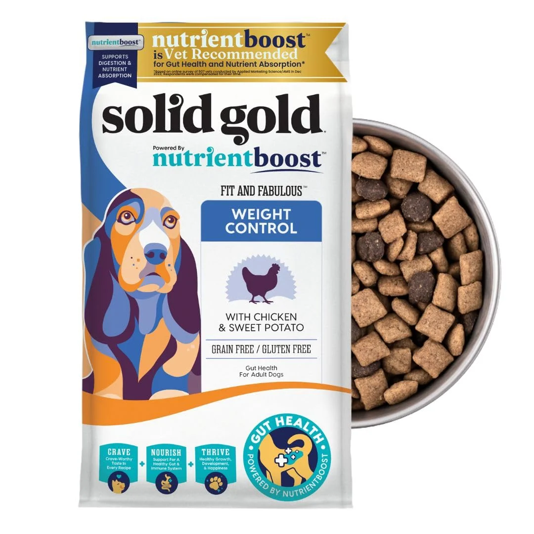 Organic Solid Gold Healthy Weight Management Dry Dog Food – Chicken Probiotics Omega-3 Grain- 22LB Minimalist