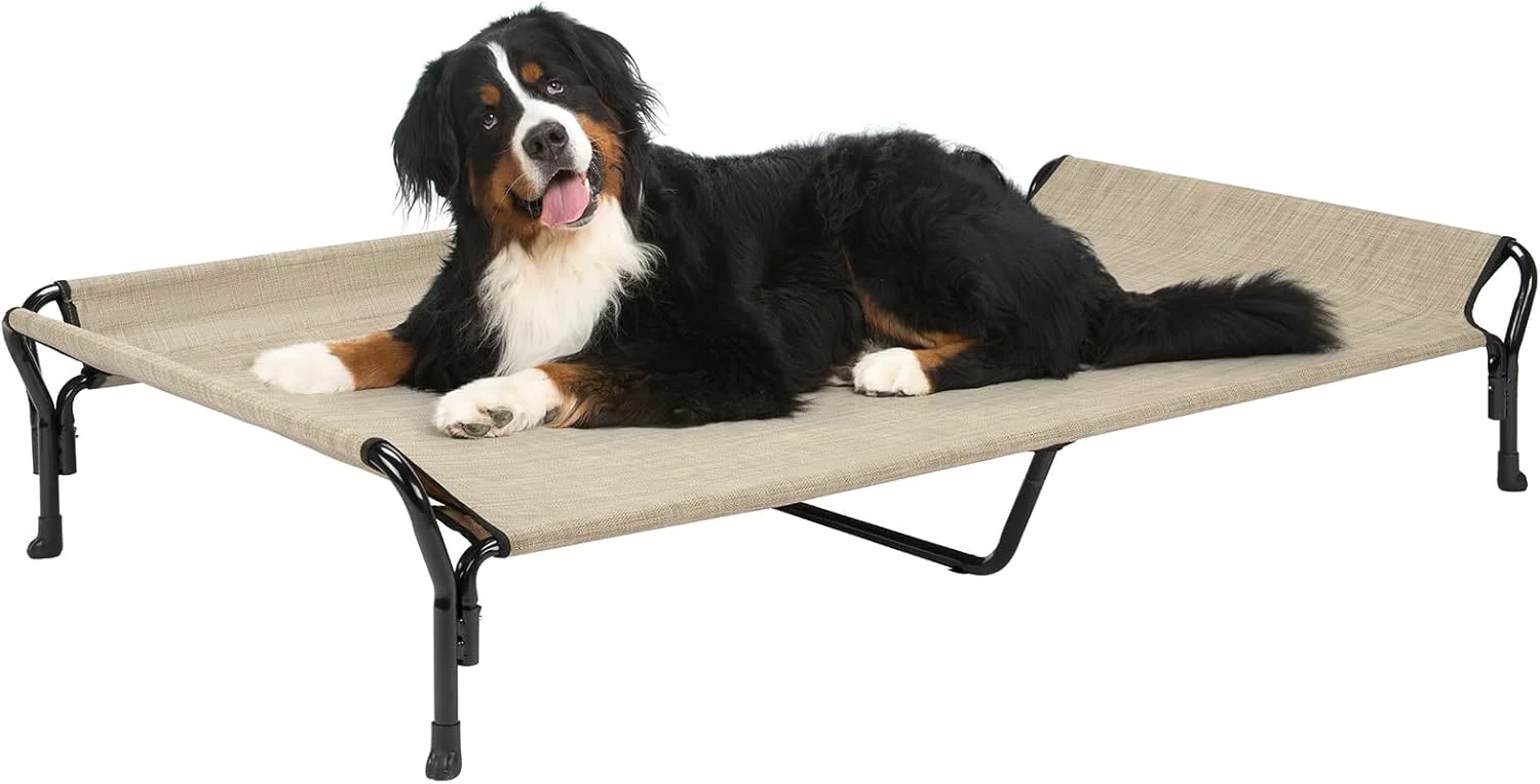 Verified Veehoo Cooling d Dog Bed Guardrail Raised Pet Cot Indoor Outdoor XXL Pet Bed with Washable Breathable Teslin Mesh Non-Slip Feet Dog Couch Bed 62.5 x 37 Beige Coffee Elite
