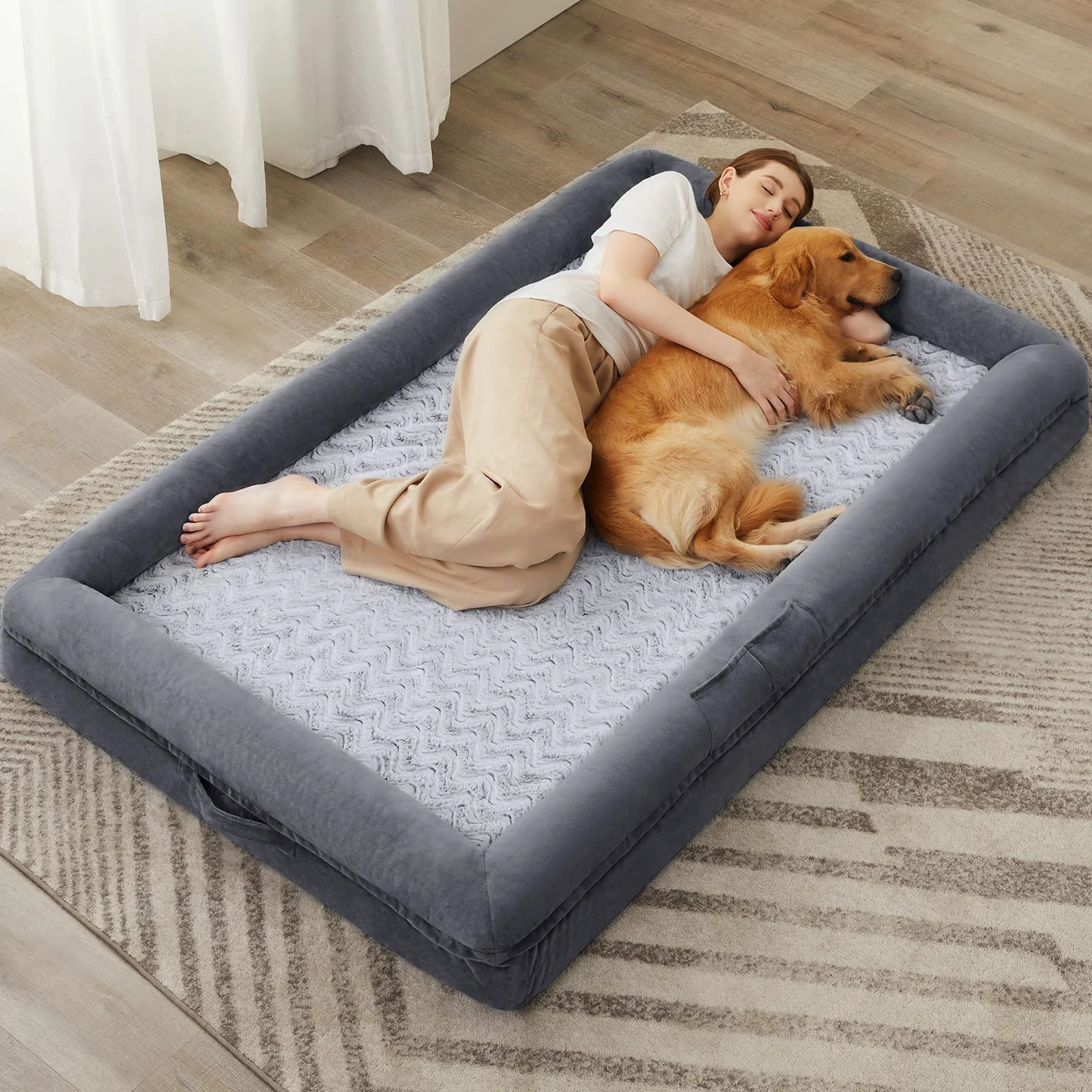 Soft WNPETHOME Human Dog Bed – Large Orthopedic Sofa with Washable Cover Classic