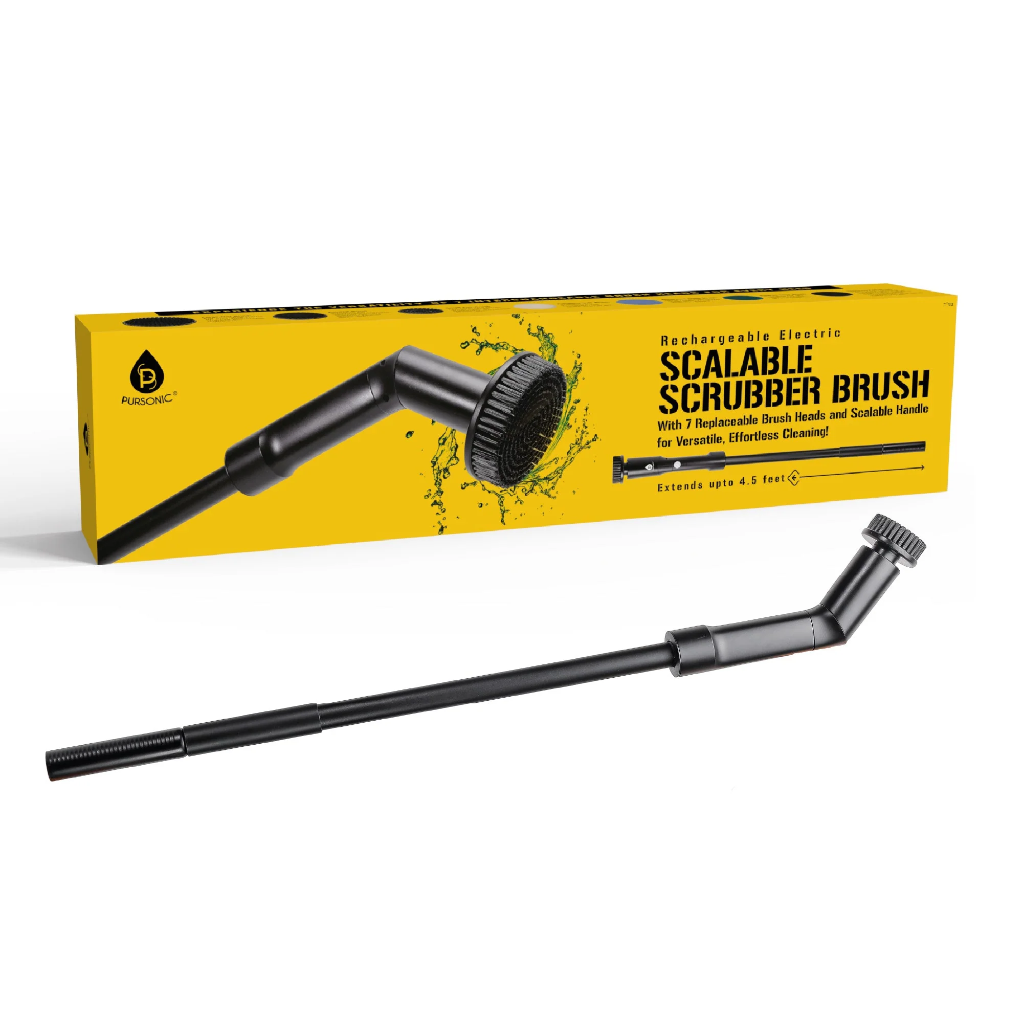 Traditional Rechargeable Electric Scalable Scrubber Brush – Reach New Heights in Cleaning Soft