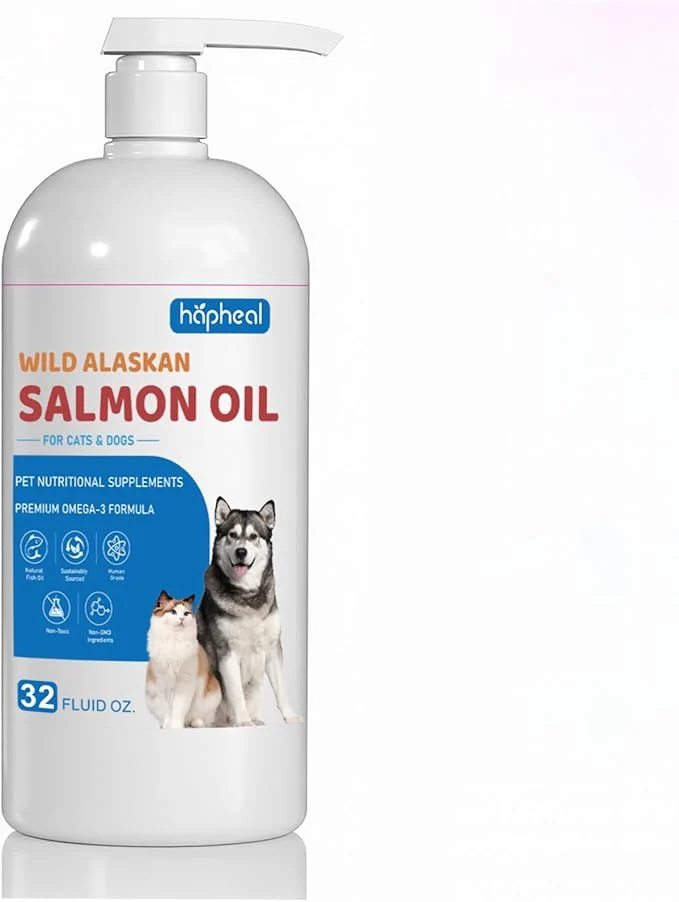 Exceptional Wild-Caught Salmon Oil for Dogs Cats - Omega 3 EPA DHA Fish Oil Liquid Supplement for Skin Coat Health 32 FLOZ Fish Oil About This World-Class