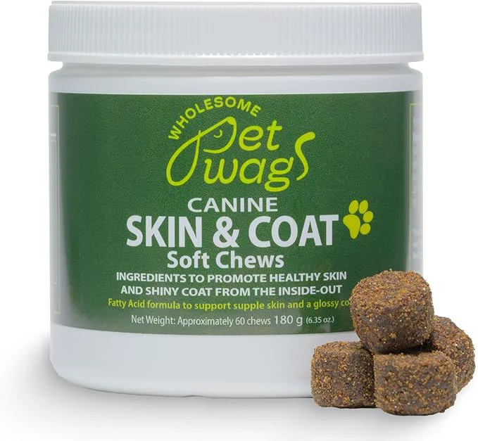 Relaxed Dog Allergy Itch Relief Soft Chews – Omega-3 Biotin Collagen Fish Oil – Reduces Shedding Supports Healthy Skin Coat Year-Round Allergy Comfort – 60ctAbout This High-End
