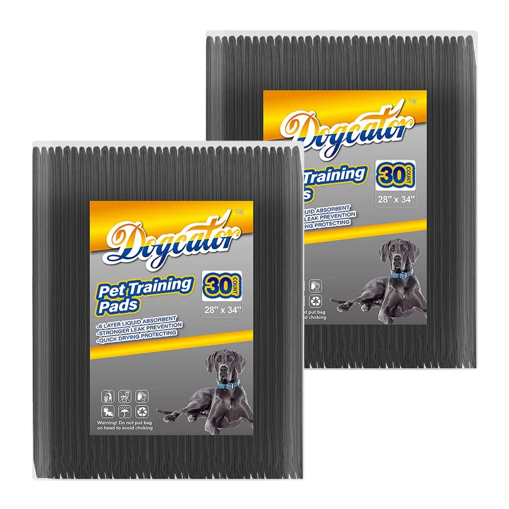 Authentic Dogcator 60-Count Charcoal Pee Pads for Dogs 28x34 XL Odorless Training Pads World-Class