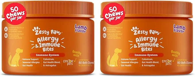 Detailed Zesty Paws Dog Allergy Relief Chews Dog Probiotics for Itchy Skin and Ears Lamb 50ct Pack of 2 About ThisOverview Elite
