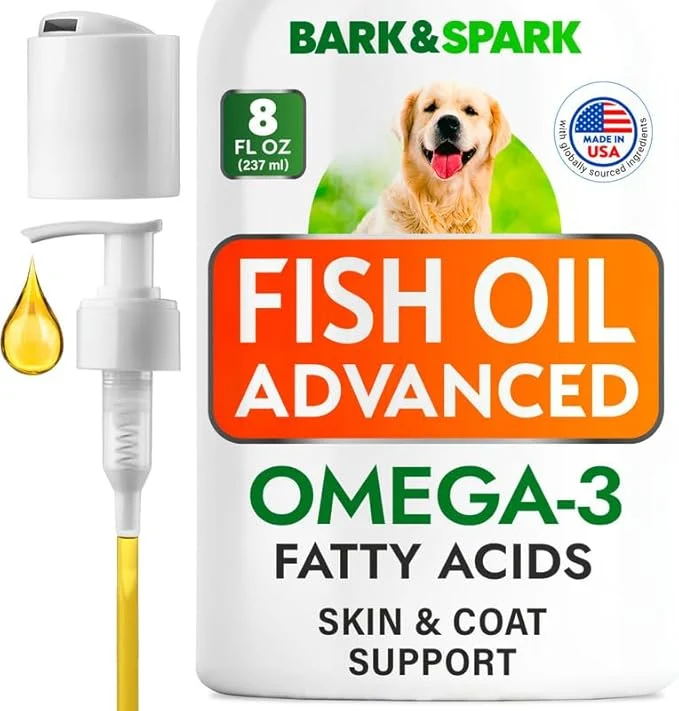 Crafted BARK SPARK Fish Oil for Dogs - Natural Omega-3-Skin Coat Support -Liquid Food Supplement for Pets-EPA DHA Immune Heart Health - 8 fl oz SalmonAbout This High-Performance