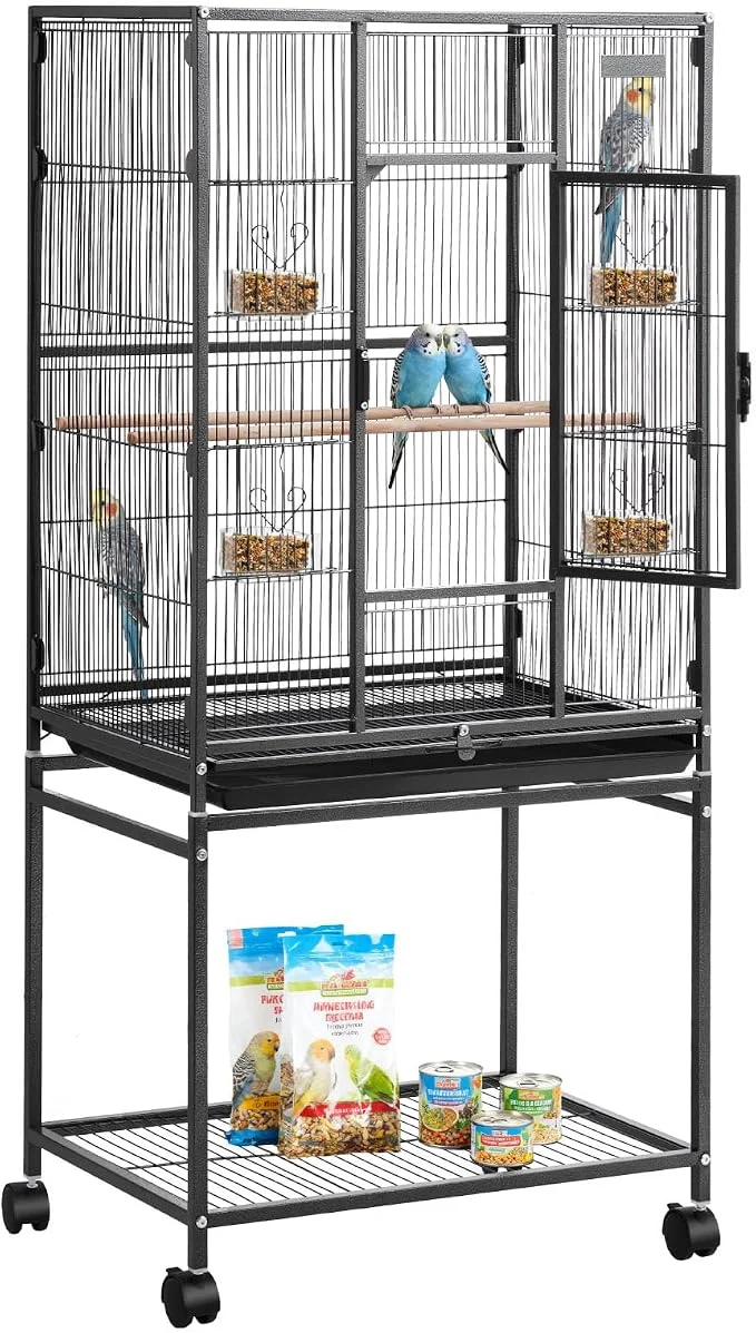 Professional VEVOR Bird Cage 24.6 x 16.7 x 53.9 inch Flat Top Wrought Iron Bird Flight Artisan