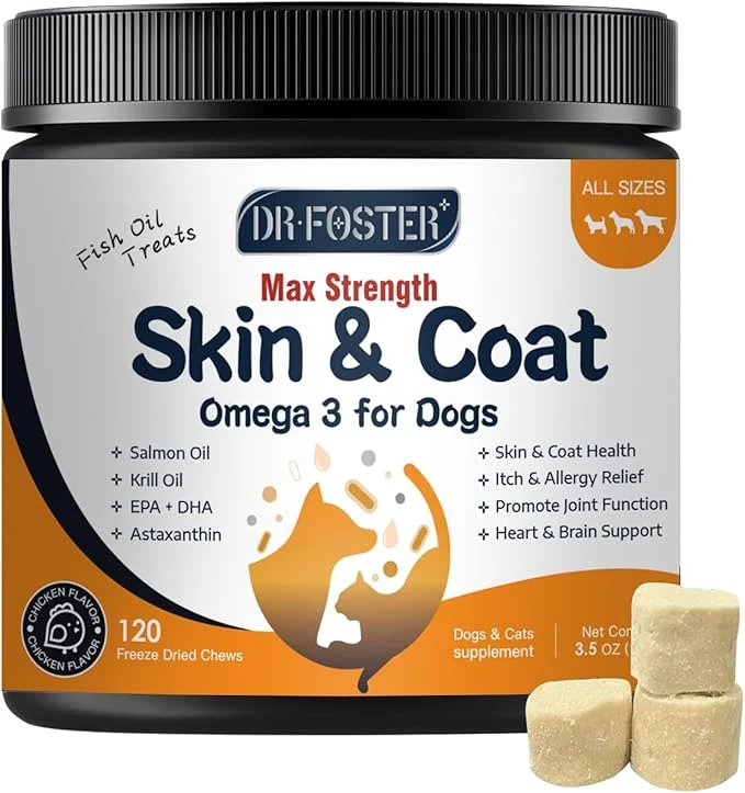Unique Omega 3 Fish Oil for Dogs Salmon Oil for Dogs with EPA DHA for Skin Coat Health Itch Allergy Relief Dog Shedding Hot Spots Treatment Joint Support with Astaxanthin Vitamin EAbout This Certified