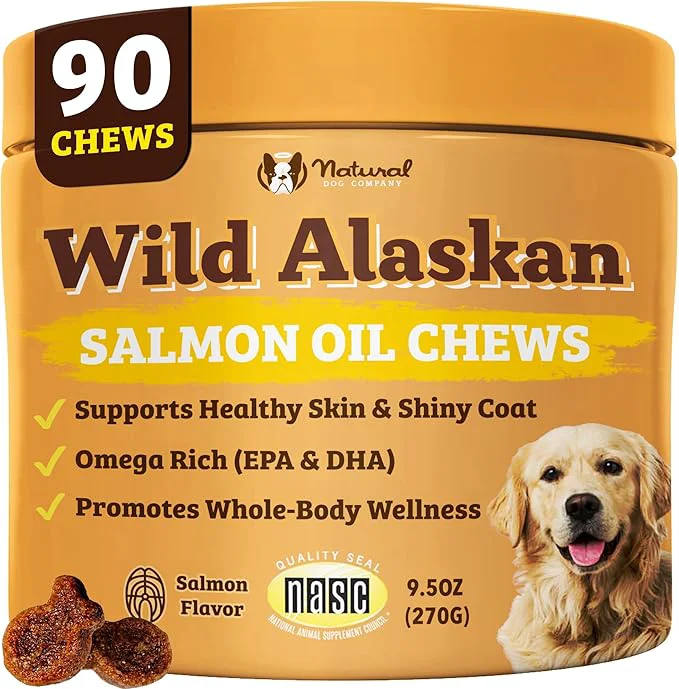 Soft Natural Dog Company Wild Alaskan Salmon Chews for Dogs – Fish Oil Supplement with EPA DHA for Itchy Skin Coat Brain Joints Immune Health Daily Omega-3 Chews 90 CountAbout This Traditional