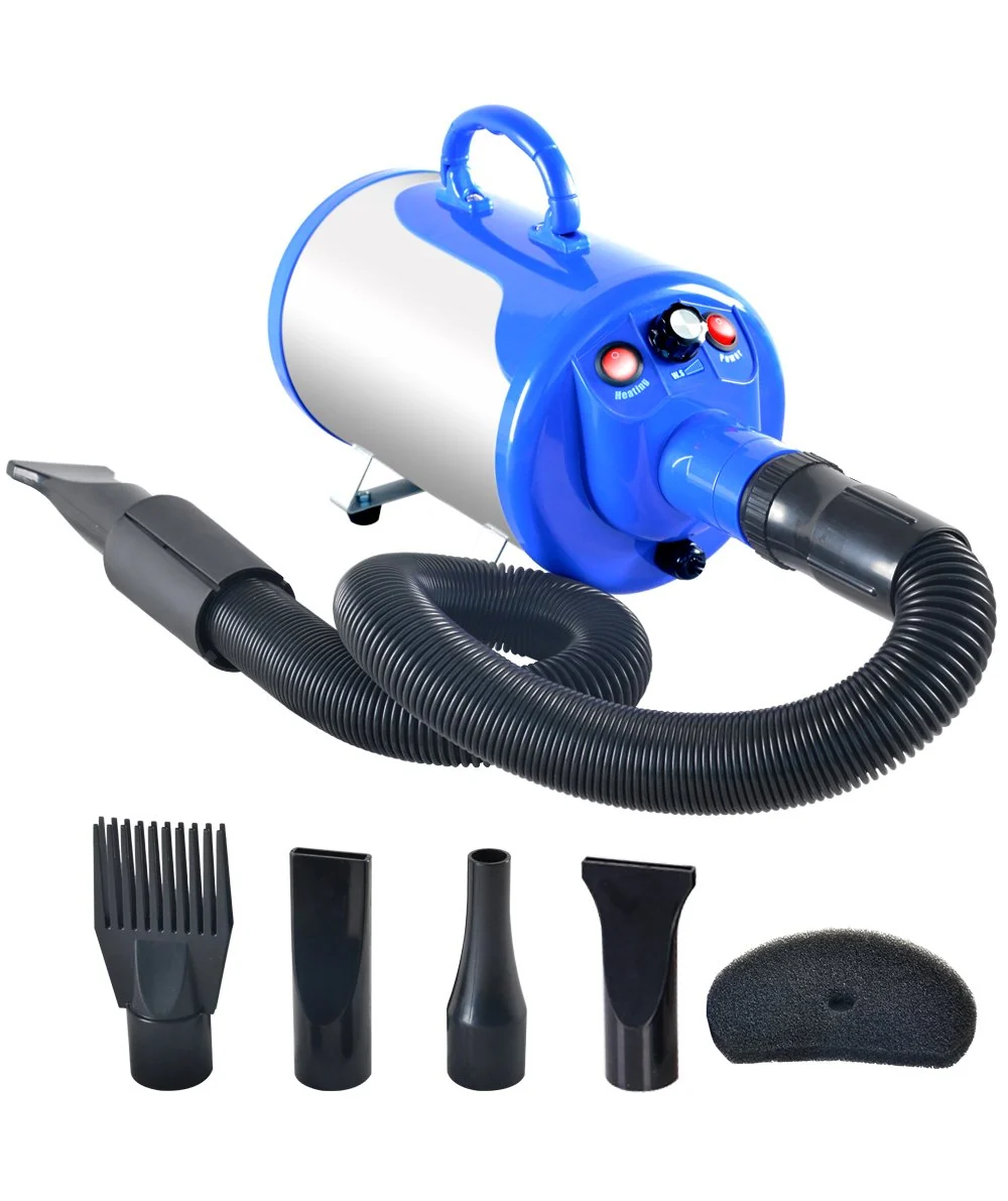 Modern SHELANDY Groomer Partner Pet Hair Force Dryer with Heater Blue – 2400W Solid