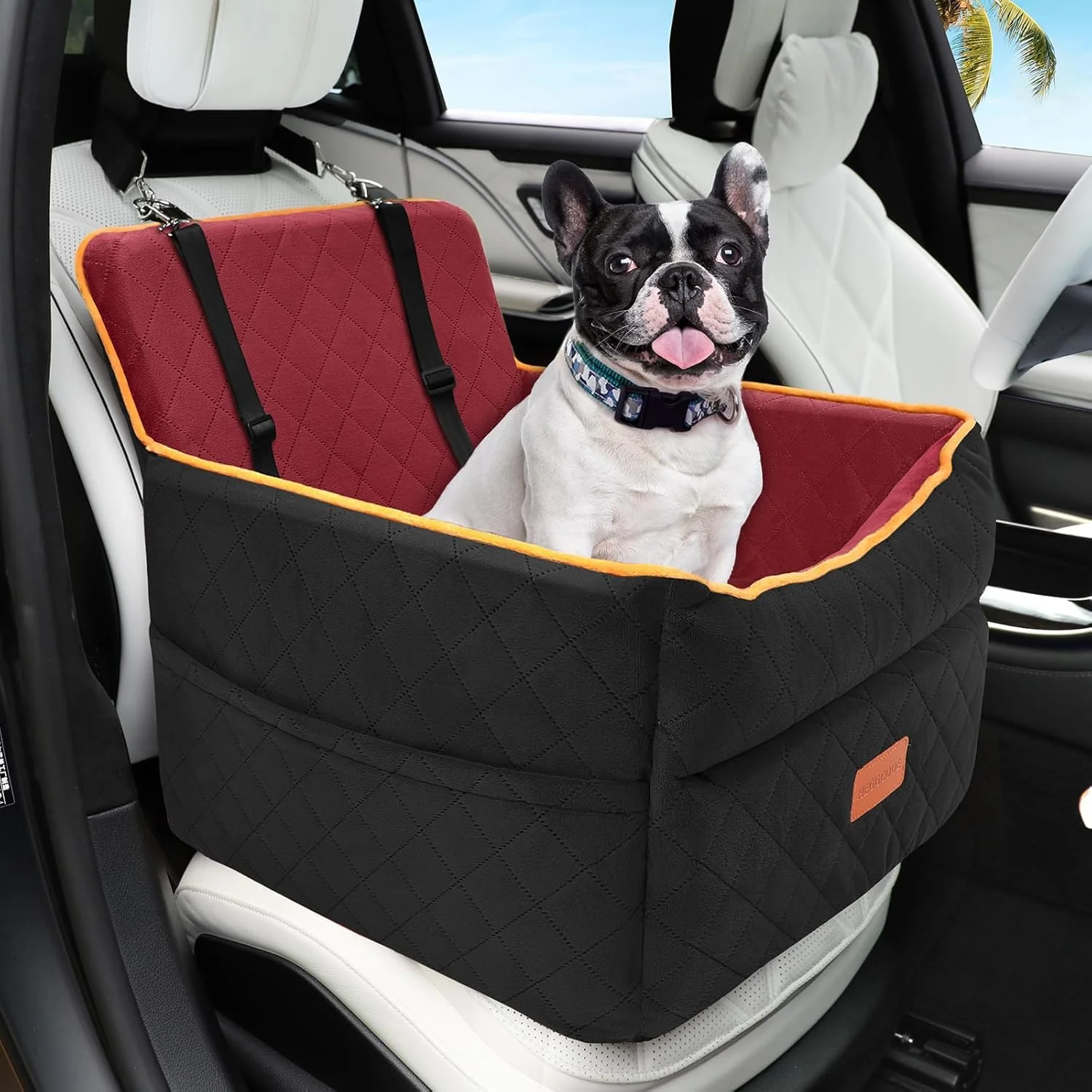 Trusted HEGGCOOE Dog Car Seat for Small Medium Dogs – Memory Foam Booster with 2 Safety Belts Effective