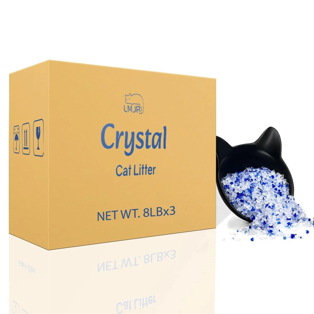 Smooth LMJP Crystal Cat Litter – Odor Control Up to 6 Months Unscented Low Tracking 24 lb 3 x 8 lb Artisan