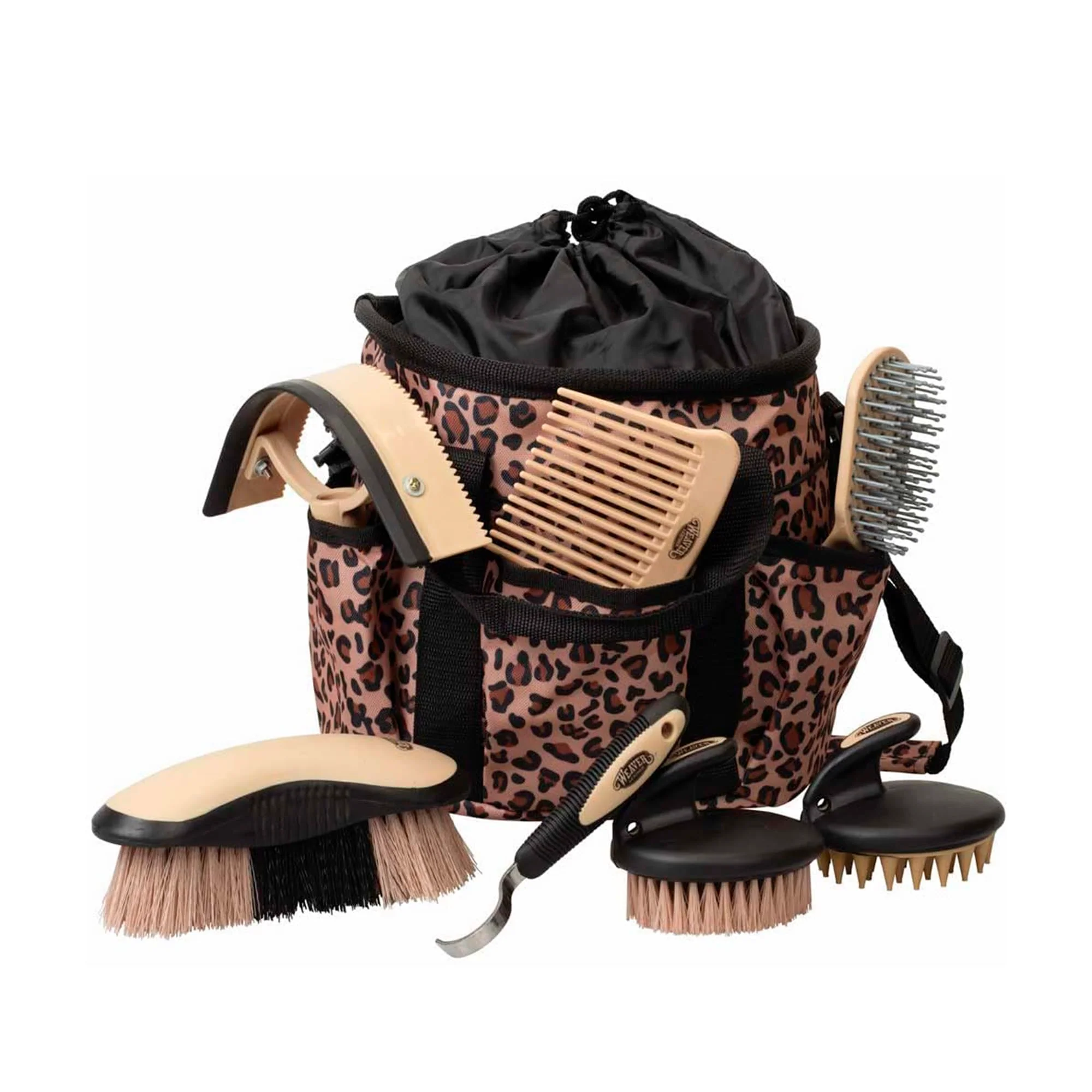Easy-to-Use Weaver Leather Grooming Kit Tan Leopard – 7-Piece Horse Grooming Set 65-2055-202 Green
