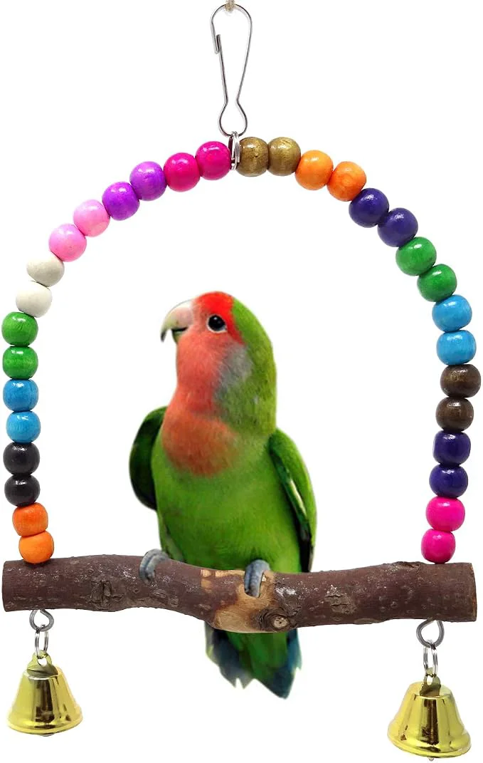 Sustainable Honbay Wooden Bird Swing Perch Parrot Hanging Toy Next-Generation