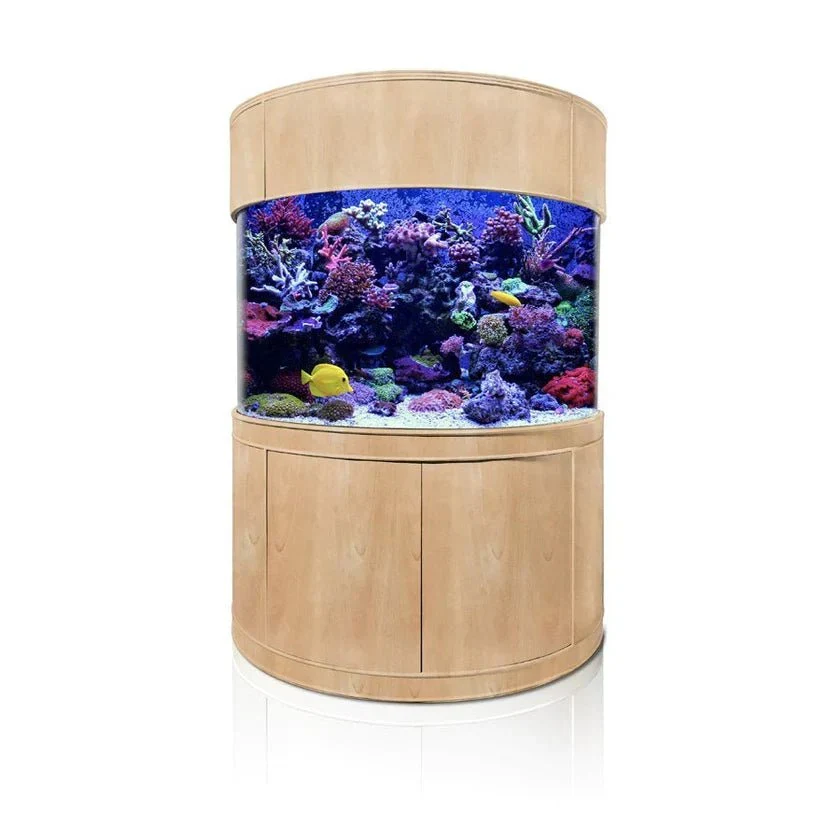 Responsible 180 Gallon Half Cylinder Glass Reef-Ready Aquarium Set in Unstained Wood Furniture Elegant