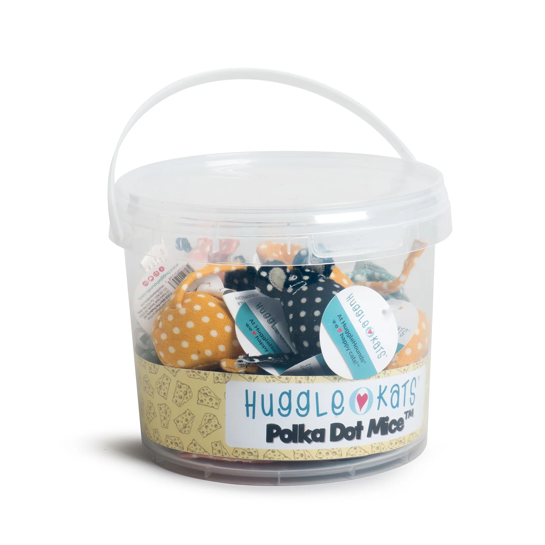 Minimalist HuggleKats® Polka Dot Mice Bucket of Cat Toys 16 Pack Functional