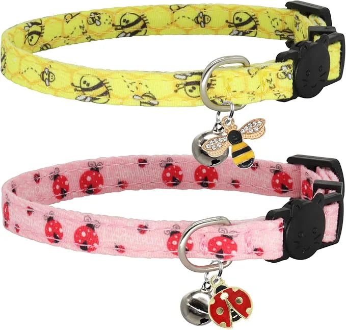 Healthy Cat Collar Breakaway 2 Pack Cotton Cats Collars Green