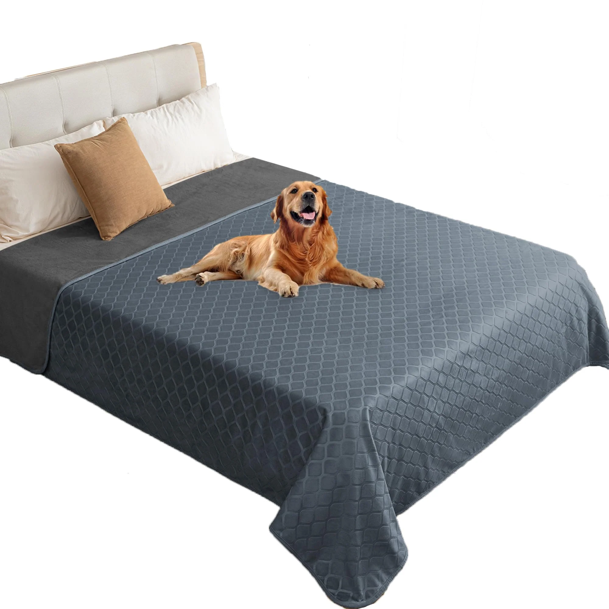 Genuine fuguitex Waterproof Dog Blanket Bed Cover Crystal Velvet Moroccan Plush for Couch Sofa Natural