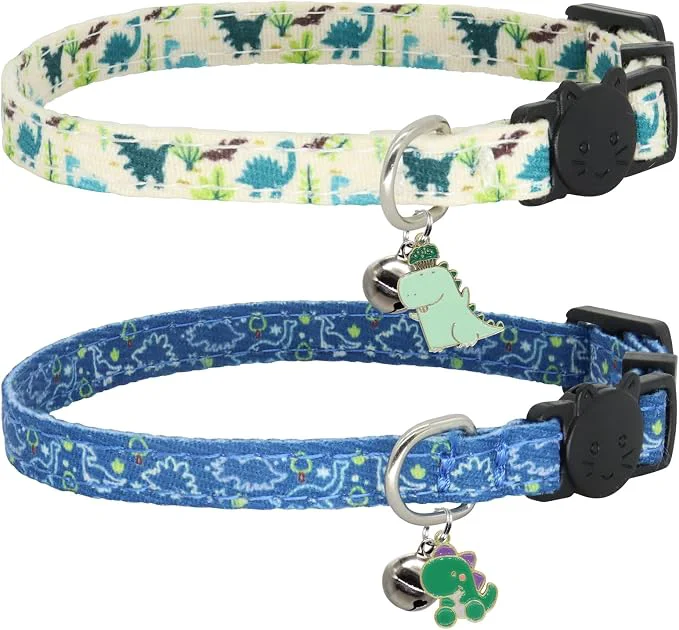 Luxury Cat Collar Breakaway 2 Pack Cotton Cats Collars Top-Quality
