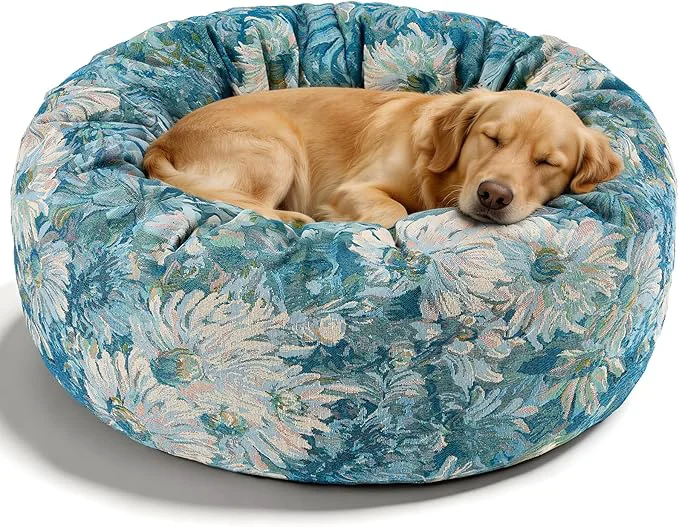 Detailed Dog Calming Beds for Small Medium Large Dogs - Round Donut Washable Puppy Dog Bed Anti-Slip Faux Fur Fluffy Donut Cuddle Anxiety Cat Pet Bed 36 Flower About ThisOverview Healthy