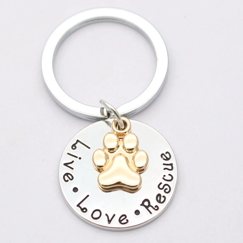 Functional Pet Lover Dog Paw Necklace or Keychain Live · Love · Rescue Eco-Friendly