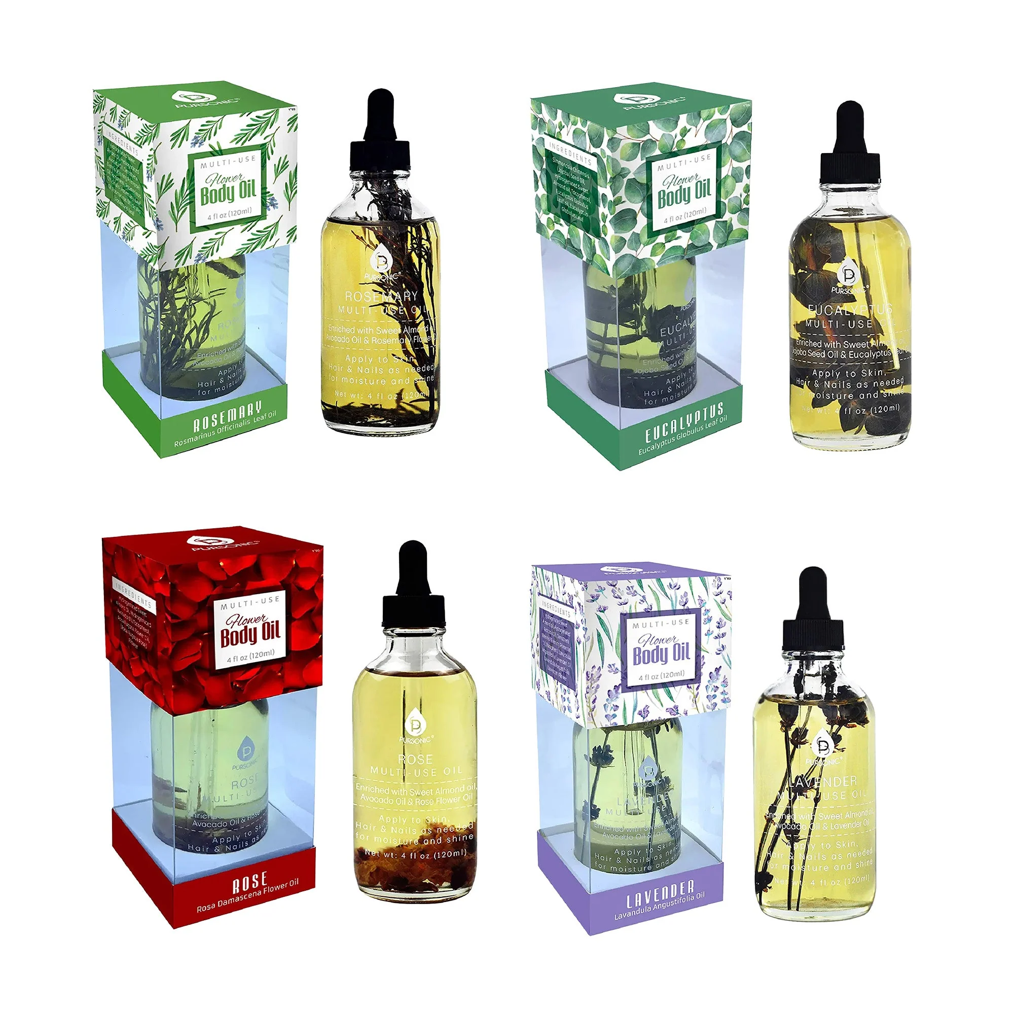 Verified Floral Essence Multi-Use Body Oils Bundle 4 oz each Stylish