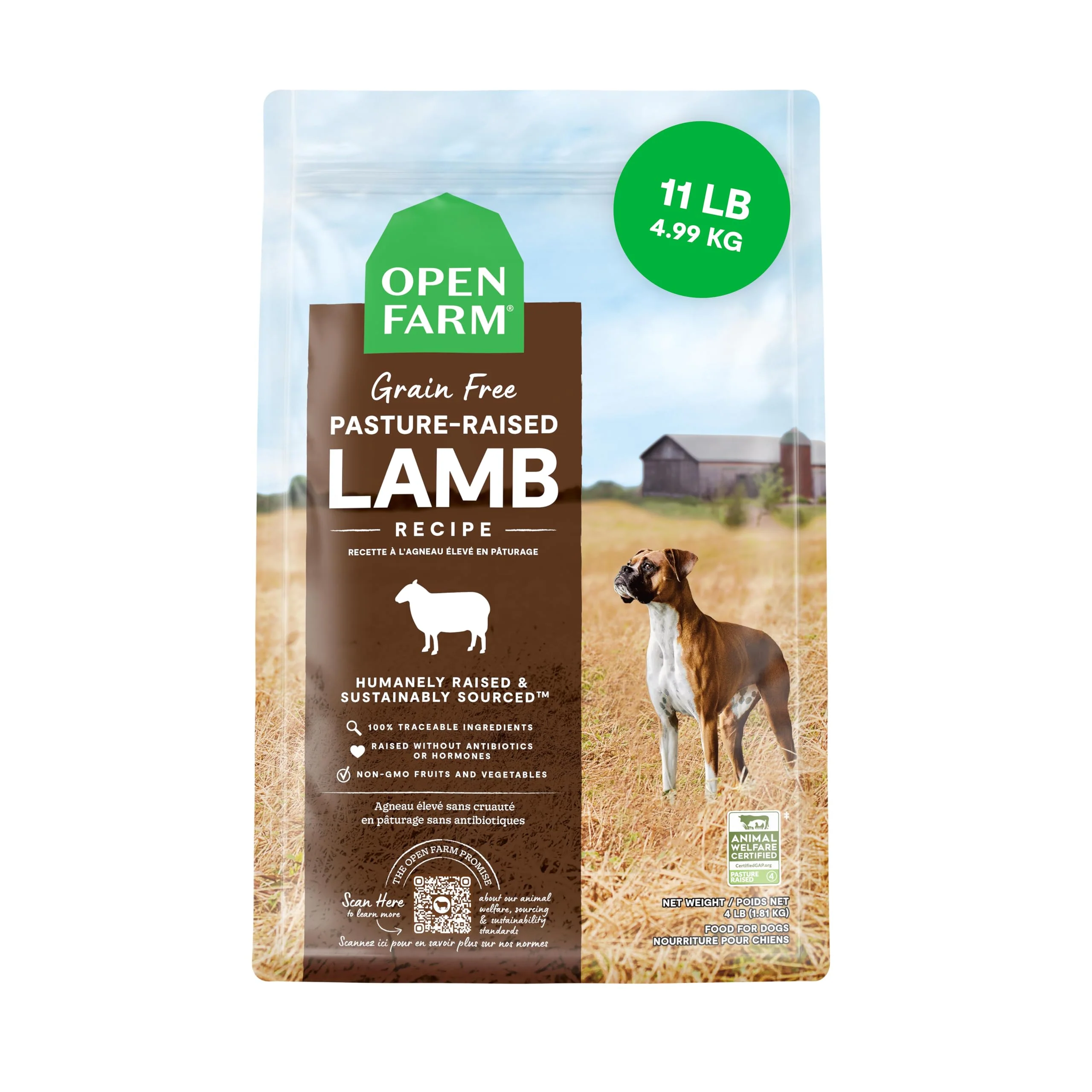 Verified Open Farm Grain- Dry Dog Food — Pasture-Raised Lamb 11lb Artisan