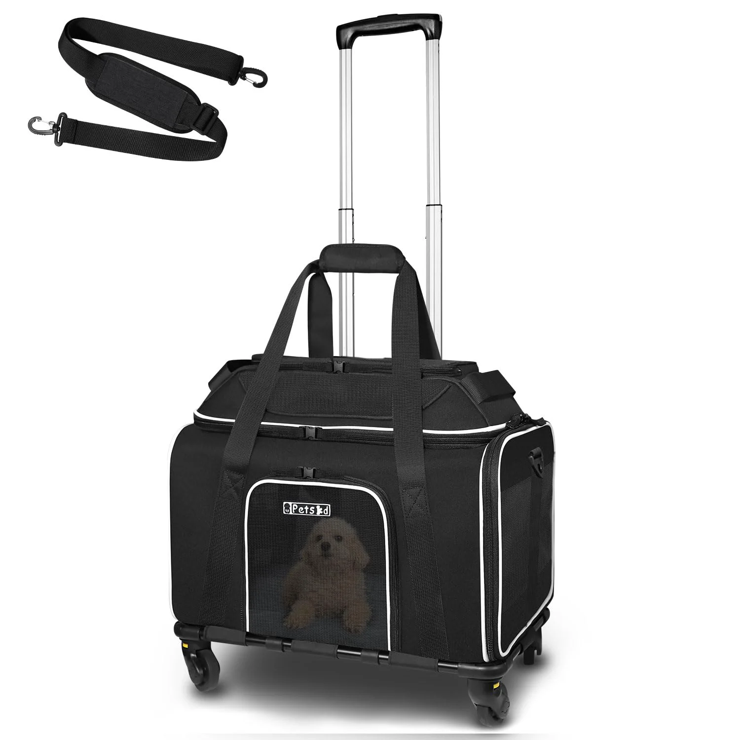 Innovative Petskd Top-Expandable Pet Carrier with Wheels — Airline 18 x 11 x 11 in Selected