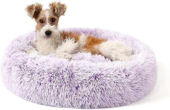 Effective NOYAL Calming Donut Dog Bed for Small to Medium Dogs Cats - Plush Faux Fur Anti-Anxiety Pet Bed with Machine Washable Cover Non-Slip BaseAbout ThisOverview Modern