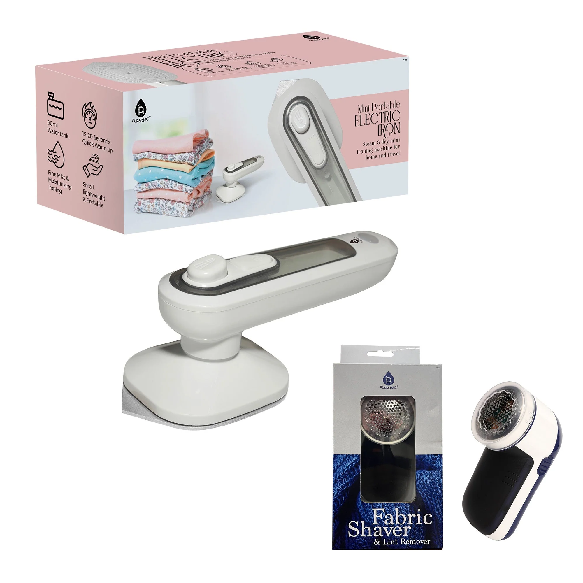 Smooth Travel-Ready Garment Grooming Kit Compact Lint Remover Fabric Shaver Mini Iron Trusted