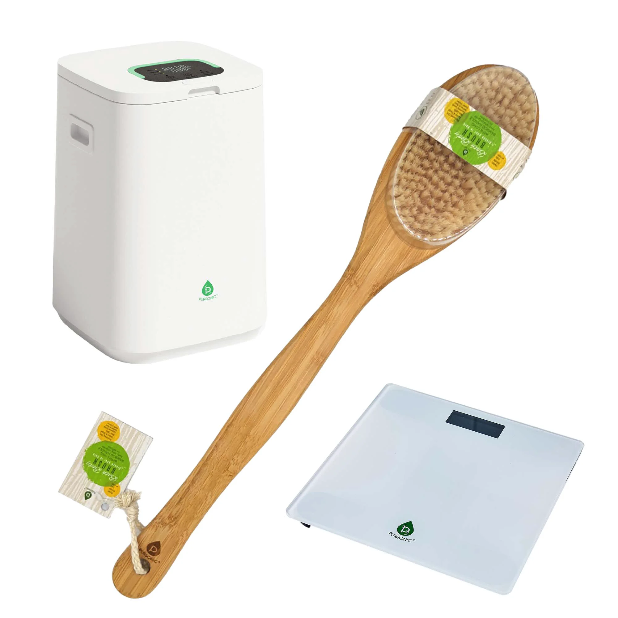 Organic Bathroom Essential Set Luxury Towel Warmer Bucket Digital Scale and Bamboo Bath Body Brush Unique
