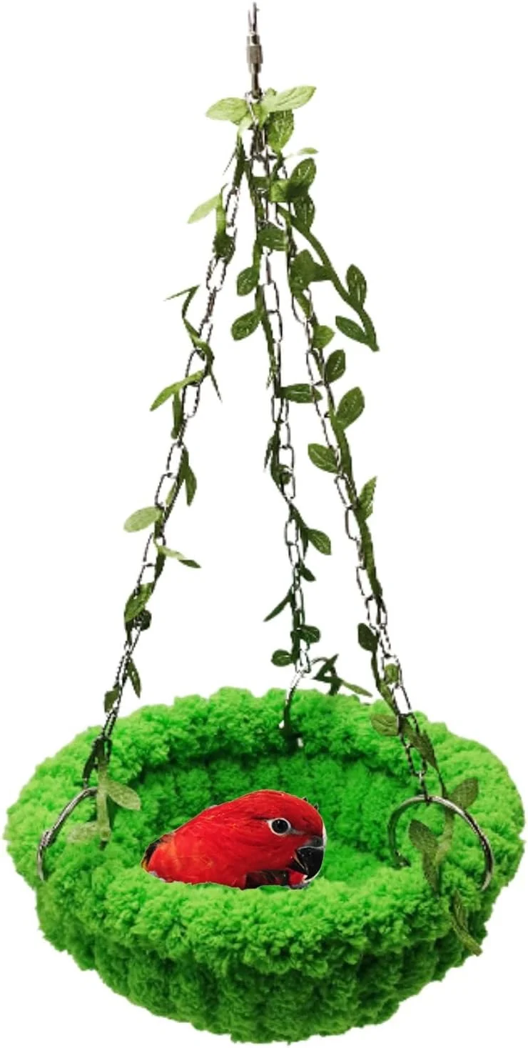 Contemporary Bird Nest Hanging Hammock Bed Toy for Small Medium Pet Parrot Parakeet Cockatiel Conure Cockatoo Amazon Lovebird Budgie Finch Canary Hamster Rat Gerbils Chinchilla Cage Stand Perch Green Sophisticated