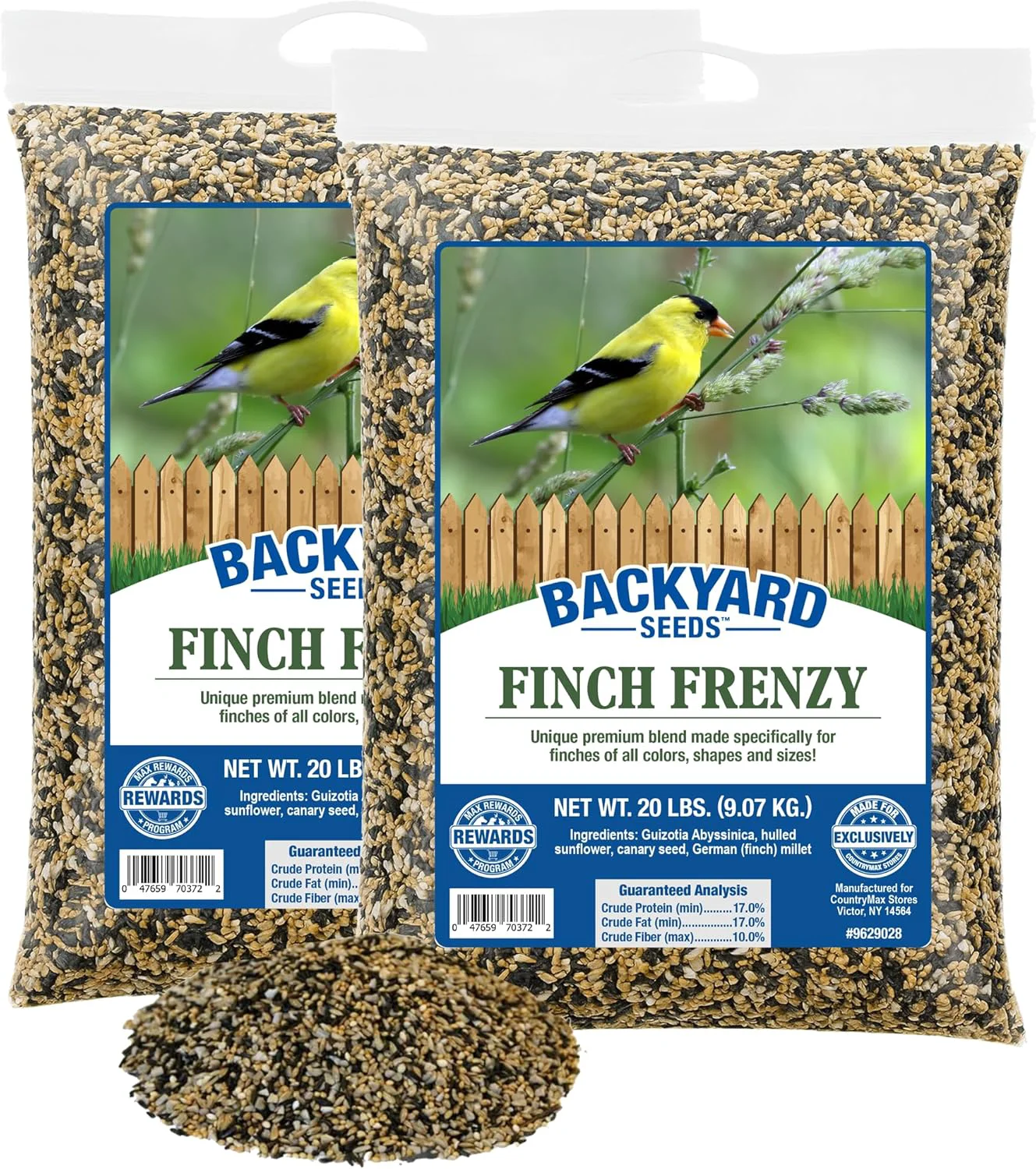 Luxury Backyard Seeds Finch Frenzy Wild Bird Seed Mix - for Small Songbirds - Attracts Goldfinches House Finches Purple Finches More 40 Pounds Quality