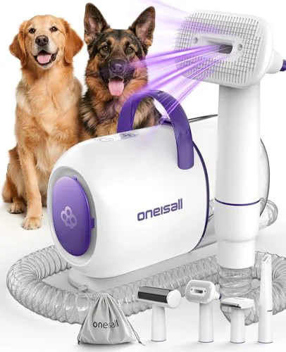Secure oneisall Dog Grooming Vacuum Kit 15000Pa Suction 3 Levels 1.5L Dust Cup Low Noise World-Class