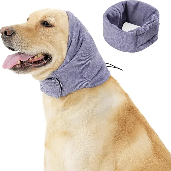 Lightweight Dog Thunder Ear Muffs Calming Hoodie No Shake Ear Wraps for Hematoma Healing Noise Protection Ear Wrap Head Cover to Relieve Anxiety Dog Ear Cover for Grooming Light Purple L About ThisOverview Outstanding